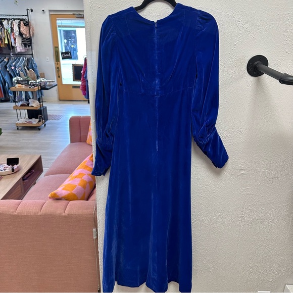 Vintage blue velvet romantic maxi dress - Picture 8 of 14
